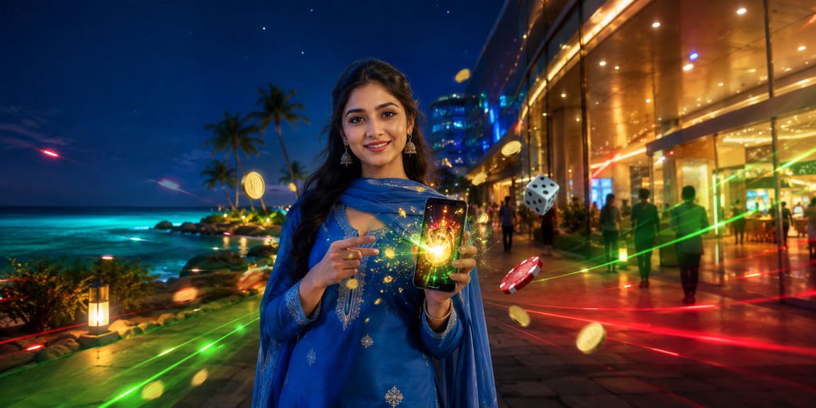 সেন্ট মার্টিনে মোবাইল ক্যাসিনো অ্যাপ ব্যবহাররত মডেল